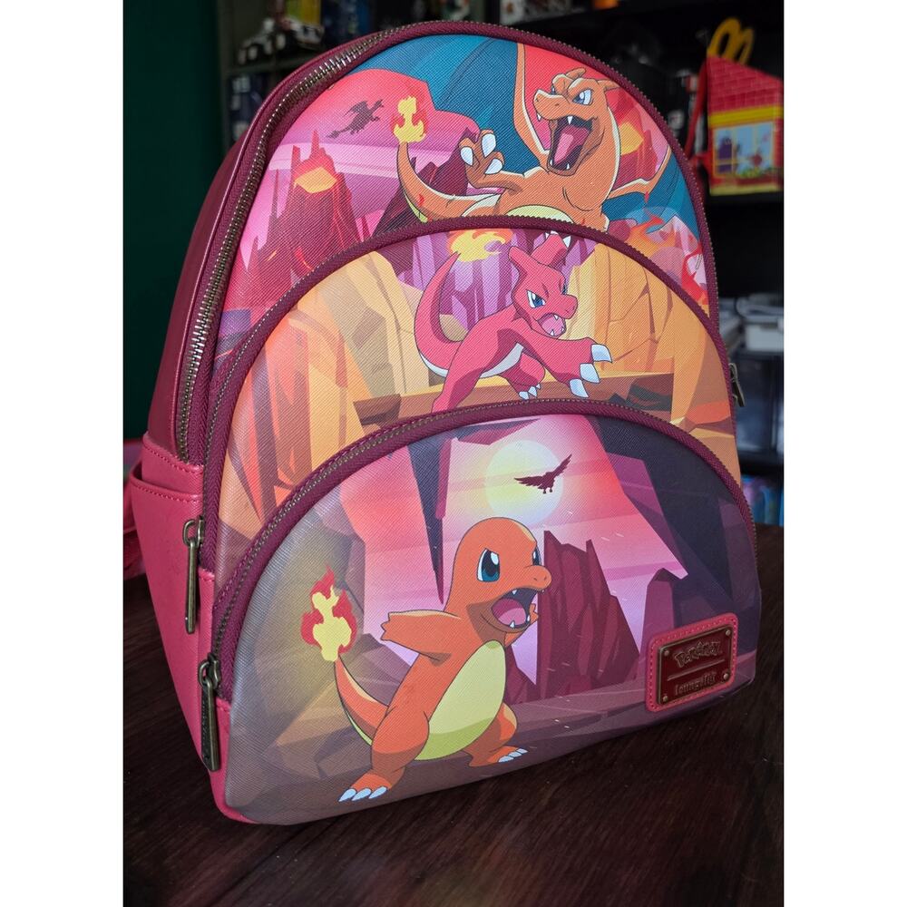 Loungefly Pokémon Charmander Evolutions Triple Pocket Backpack - Picture 2 of 6